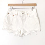 Levi Strauss 501 White Distressed Denim Cutoff Shorts- Size 27