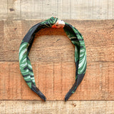 No Brand Black/Green Palm Print Top Knot Headband