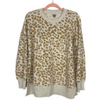 Aerie Tan Animal Print Crewneck Sweatshirt- Size XS