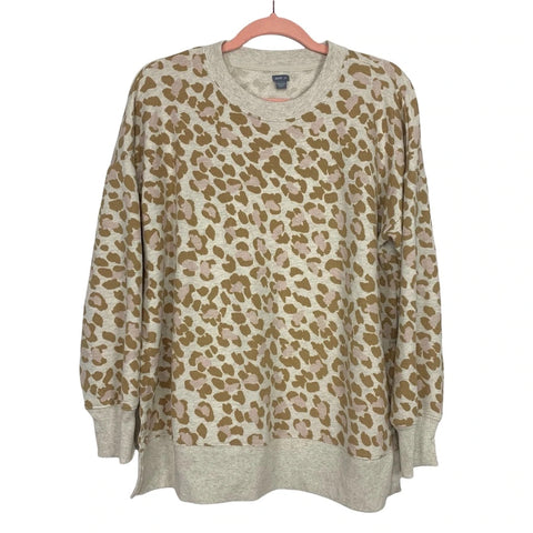 Aerie Tan Animal Print Crewneck Sweatshirt- Size XS