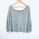 Free People We the Free Grey 3/4 Sleeve Sweater with Lace Sides- Size XS