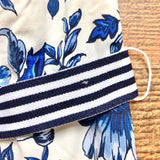 Lauren Ralph Lauren White and Blue Floral Belted Padded One Piece- Size XXL (see notes)