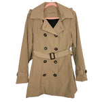 Calvin Klein Tan Belted Trench Coat with Hood- Size ~S (see notes)