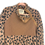 Marley Lilly Brown Animal Print Snap Sweatshirt- Size S