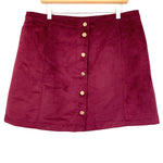 Old Navy Maroon Faux Suede Button Front Skirt- Size 14