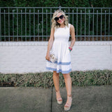 Gibson White Geo Trim Sleeveless Fit and Flare Dress- Size PXS