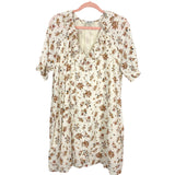 Madewell Cream Floral Ruffle Collar Button Up Dress- Size L