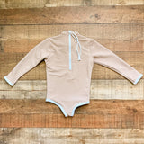 Lain Snow Kid's Tan Ribbed Zipper Back Rash Guard One  Piece- Size 6/7 (sold out online)