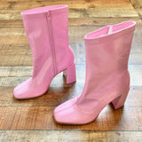 Heart in D Pink Faux Leather Booties- Size 7 (see notes)