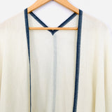 LOFT Ivory Plaid Wool Blend Kimono- One Size