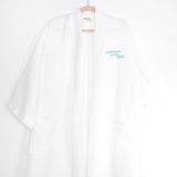 Apollo White Embroidered "Embrace Your Skin" Front Pocket Quilted Long Robe- One Size (see notes)