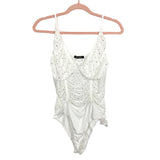 BANJUL White Semi Sheer Studded Bodysuit- Size M