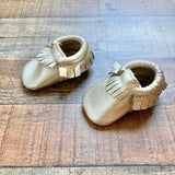 Freshly Picked Gold Leather Fringe Moccasins- Size 1