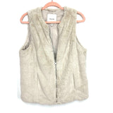 Maurices Cream Faux Fur Zip Up Vest- Size M