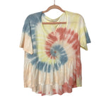 American Eagle Red/Blue/Yellow Tie Dye Peplum Top- Size M