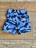Janie and Jack Blue Fish Swim Shorts- Size 3-6M