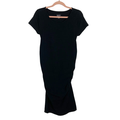 Isabel Maternity by Ingrid & Isabel Black Ruched T-Shirt Maternity Dress- Size M