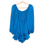 Morning Mist Blue Ruffle V-Neck Belted Romper NWT- Size 8