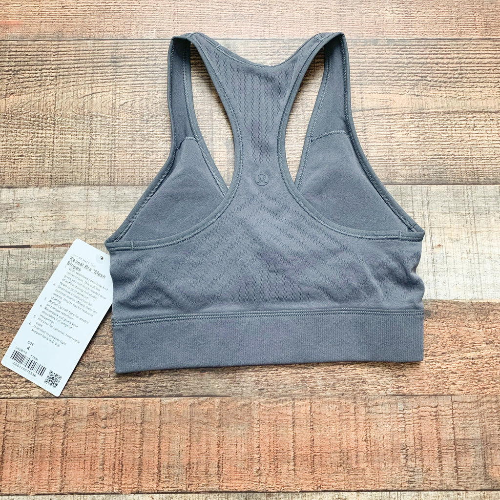 Lululemon Grey Reveal Mesh Back Padded Sports Bra NWT- Size