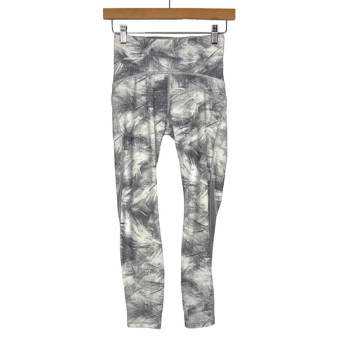 Lululemon Gray/White Pattern Mesh Detail Leggings- Size 4 (Inseam 26”)