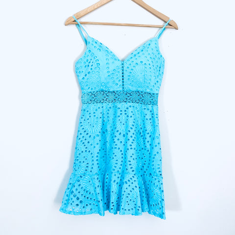 Goodnight Macaroon Blue Eyelet Dress with Bra Cups- Size S