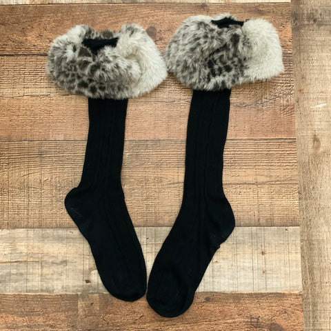 No Brand Grey Animal Print Boot Socks