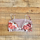 Maaji White Floral Removable Puff Sleeve Padded Bikini Top NWT- Size XL (we have matching bottoms)