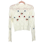 Altar'd State Cream Floral Open Knit Mock Neck Sweater- Size S