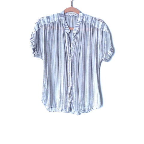 Bella Dahl Striped Button Up Short Sleeve Top- Size S