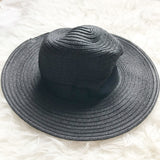Sole Society Black Straw Hat with Bow Detail NWT