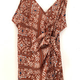 Vestique Brown Wrap Dress with Paisley Pattern NWT- Size S