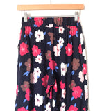 Gibson Navy Floral Wide Leg Crop Pants NWT- Size PXXS (Inseam 21”)