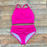 Chic Soul Hot Pink with Criss Cross Straps High Neck Padded Bikini Top- Size 1XL (we have matching bottoms)