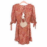 Petal + Pup Orange Animal Print Front Knot Open Back Romper NWT- Size S