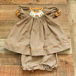 Petit Ami Smocked Pumpkin Dress with Bloomers- Size 3M