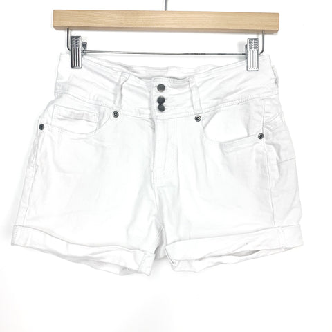 No Brand White Denim Cuffed Shorts- Size ~S (no size tag, fit like a small)