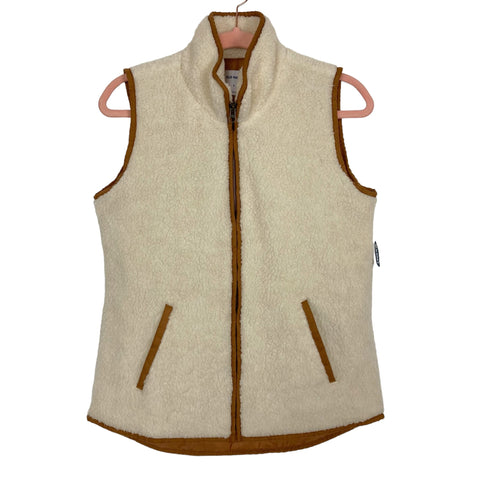 Old Navy Cream with Caramel Trim  Sherpa Vest NWT- Size S