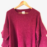 Mint Julep Red Wine Ruffle Sleeve Sweater- Size S