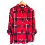 Love Tree Plaid Button Up Top- Size S