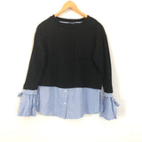 Blu Pepper Two-fer Tie Sleeve Sweatshirt- Size S