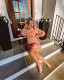 Hazel & Olive Pink with Metallic Leaf Print Dress- Size M