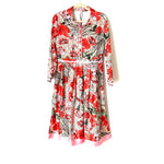 StyleWe Huang Jin Wu Red Floral Pearl Button Up Dress NWT- Size XL (US 6-8)
