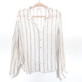 Bella Dahl White Button Up Roll Tab Top- Size M
