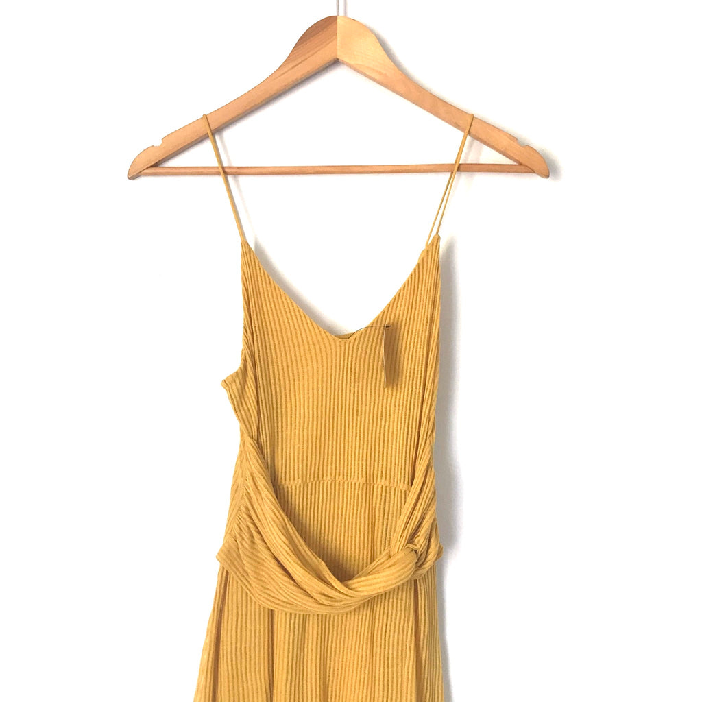 express ribbed midi dress Express Mustard Ribbed Midi Dress with Front Slit NWT- Size XS – The Saved  Collection