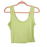 Carly Jean Green Ribbed Ruffle Trim Cami- Size S