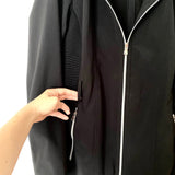 Liz Claiborne Black Long Waterproof Hooded Coat- Size L (see note)