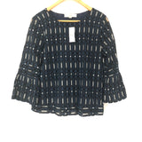 LOFT Black and Silver Geometric Blouse NWT- Size XS