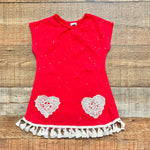 The Mini Mumu Red with Crochet Hearts and Fringe Dress- 2T (we have matching Mommy dress)