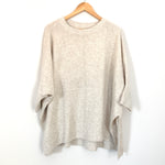 Lou & Grey Beige Wide Cut Sweater with Dolman Sleeves and Side Slits- Size XS/S
