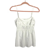 Crescent White Linen Smocked Back Top- Size S